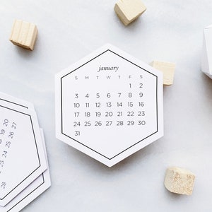 2024 Calendar Stickers • Month Stickers for Bullet Journals and Planners • Hexagon Sticker