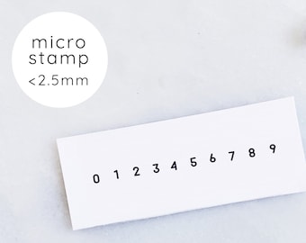 Tiny Numbers Rubber Stamp Set • Small Sans Serif Number Rubber Stamps • Micro Numbers Stamp Set