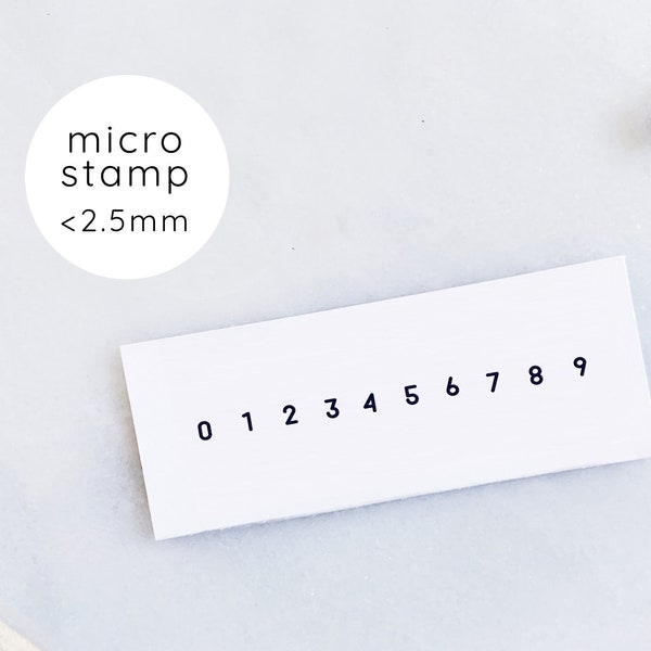 Tiny Numbers Rubber Stamp Set • Small Sans Serif Number Rubber Stamps • Micro Numbers Stamp Set