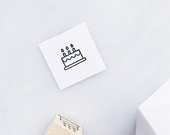 Birthday Rubber Stamp • Small Birthday Cake Stamp for Calendars and Planners