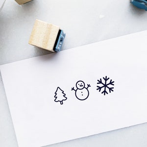 Winter Rubber Stamp Set • Small Winter Stamps for Journals and Planners • Christmas Stamps • Tiny BUJO Stamps