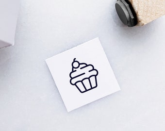 Small Cupcake Rubber Stamp • Birthday Cake Stamp • Dessert Stamps for Calendars and Planners