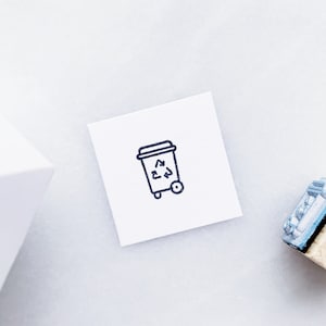 Petit tampon en caoutchouc pour poubelle de recyclage • Tampon de planificateur de jour de recyclage • Petits tampons pour journaux