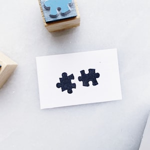 Matching Puzzle Pieces Stamp Set • Small Puzzle Piece Rubber Stamps