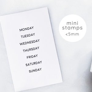 Full Days of the Week Rubber Stamp Set • Small Weekday Stamps • Stamp for Planners
