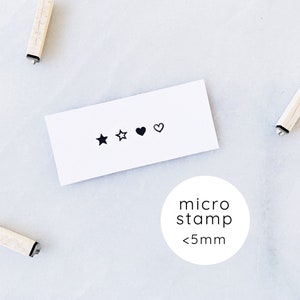 Micro Tiny Hearts and Stars Rubber Stamp Set • Small Geometric Shape Rubber Stamps • Planner Stamps