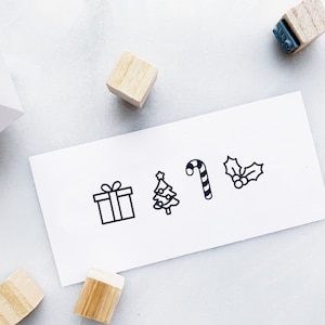 Christmas Rubber Stamp Set • Small Winter Stamps for Journals and Planners • Christmas Stamps • Tiny BUJO Stamps