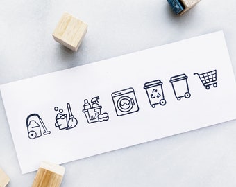 Cleaning Stamp Set • Small Rubber Stamps for Planners and Calendars
