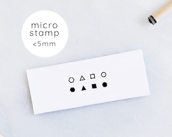 Micro Tiny Geometric Shapes Rubber Stamp Set • Small Geometric Shape Rubber Stamps • Planner Stamps