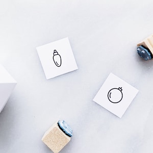 Small Ornament Rubber Stamp Set • Small Winter Stamps for Journals and Planners • Christmas Stamps • Tiny BUJO Stamps