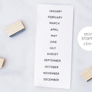 Calendar Months Rubber Stamp Set • Small Month Stamps • Stamp for Planners