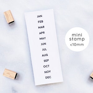 Abbreviated Calendar Months Rubber Stamp Set • Small Month Stamps • Stamp for Planners