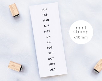 Abbreviated Calendar Months Rubber Stamp Set • Small Month Stamps • Stamp for Planners