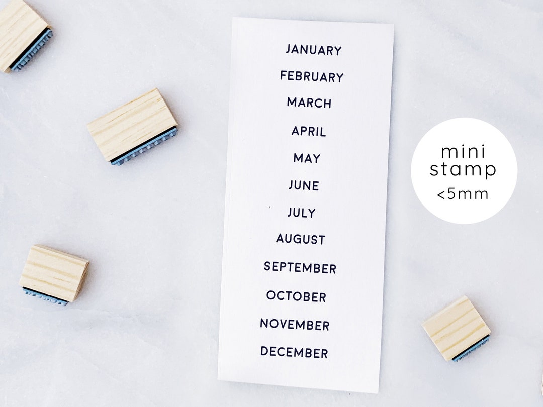 Calendar Months Rubber Stamp Set • Small Month Stamps • Stamp for ...