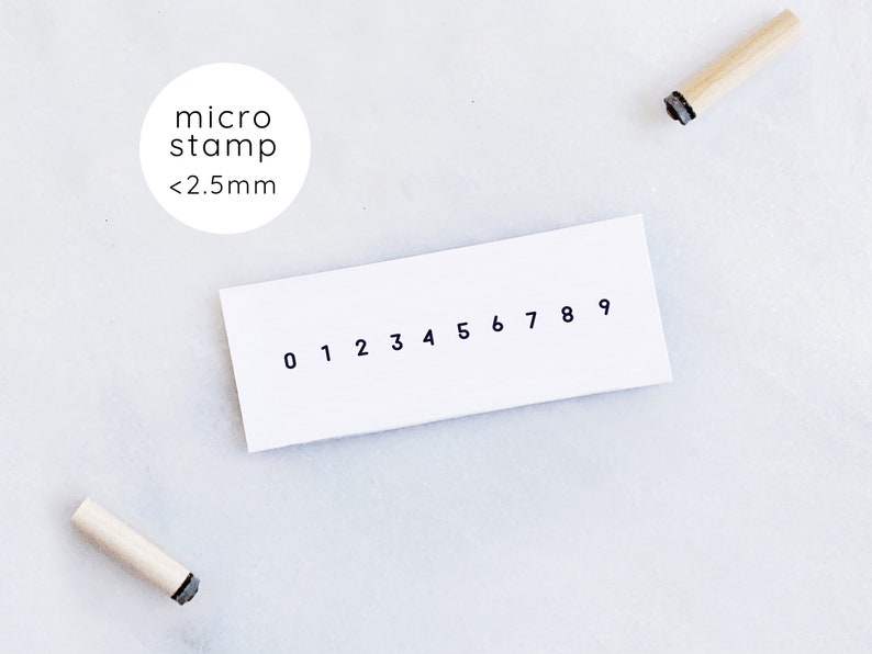 Tiny Numbers Rubber Stamp Set Small Sans Serif Number Rubber Stamps Micro Numbers Stamp Set image 1