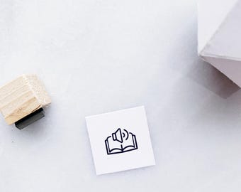 Audiobook Rubber Stamp • Audio Book Rubber Stamp • Small Planner and Journal Stamp