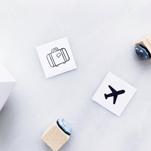 Jeu de tampons en caoutchouc Vols et voyages • Tampons d'expédition • Rappel de vacances • Petits tampons pour agenda