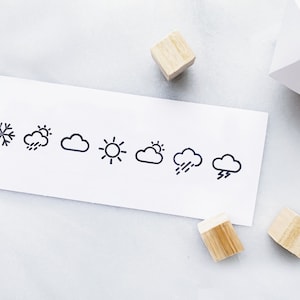 Jeu de tampons météo pour agendas et Bullet Journals • Tampons pour journaux météo • Tampons de suivi des prévisions météo