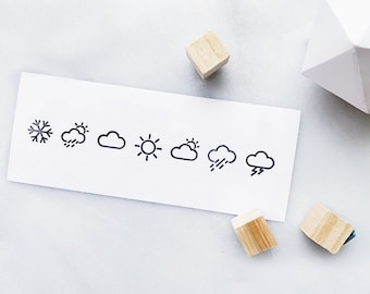 Weather Stamp Set for Planners and Bullet Journals • Weather Log Stamps • Weather Forecast Tracking Stamps