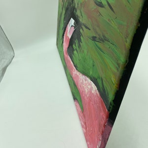 Palm Springs Death Stare Flamingo Acrylic Painting image 4