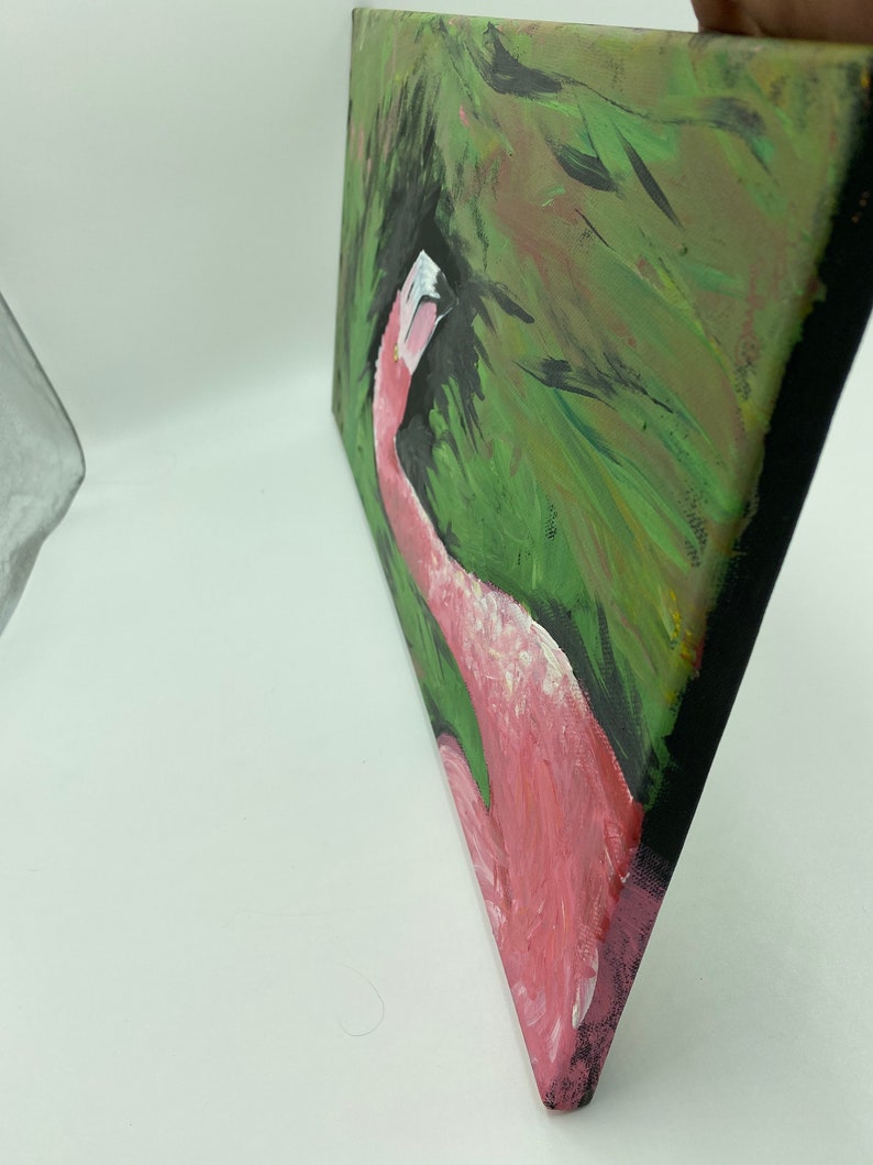 Palm Springs Death Stare Flamingo Acrylic Painting image 4