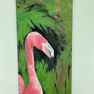 Palm Springs Death Stare Flamingo Acrylic Painting image 1