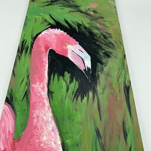 Palm Springs Death Stare Flamingo Acrylic Painting image 2