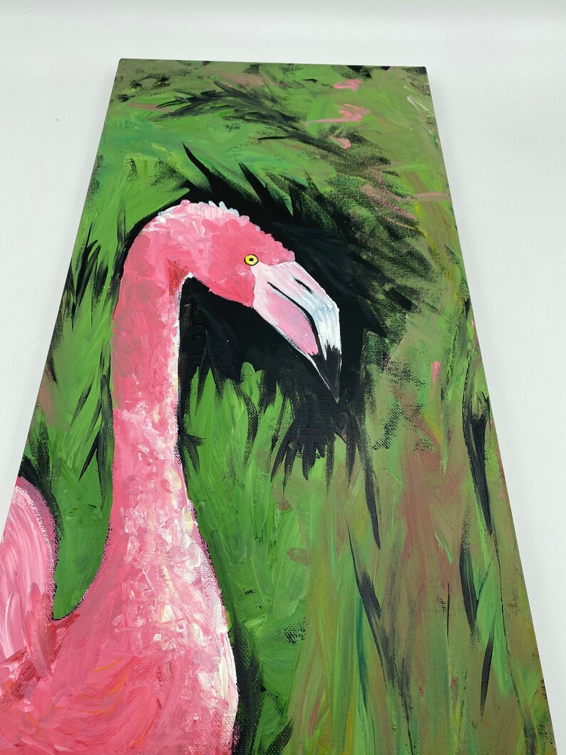 Palm Springs Death Stare Flamingo Acrylic Painting image 2