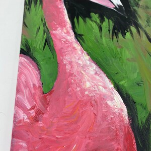 Palm Springs Death Stare Flamingo Acrylic Painting image 8