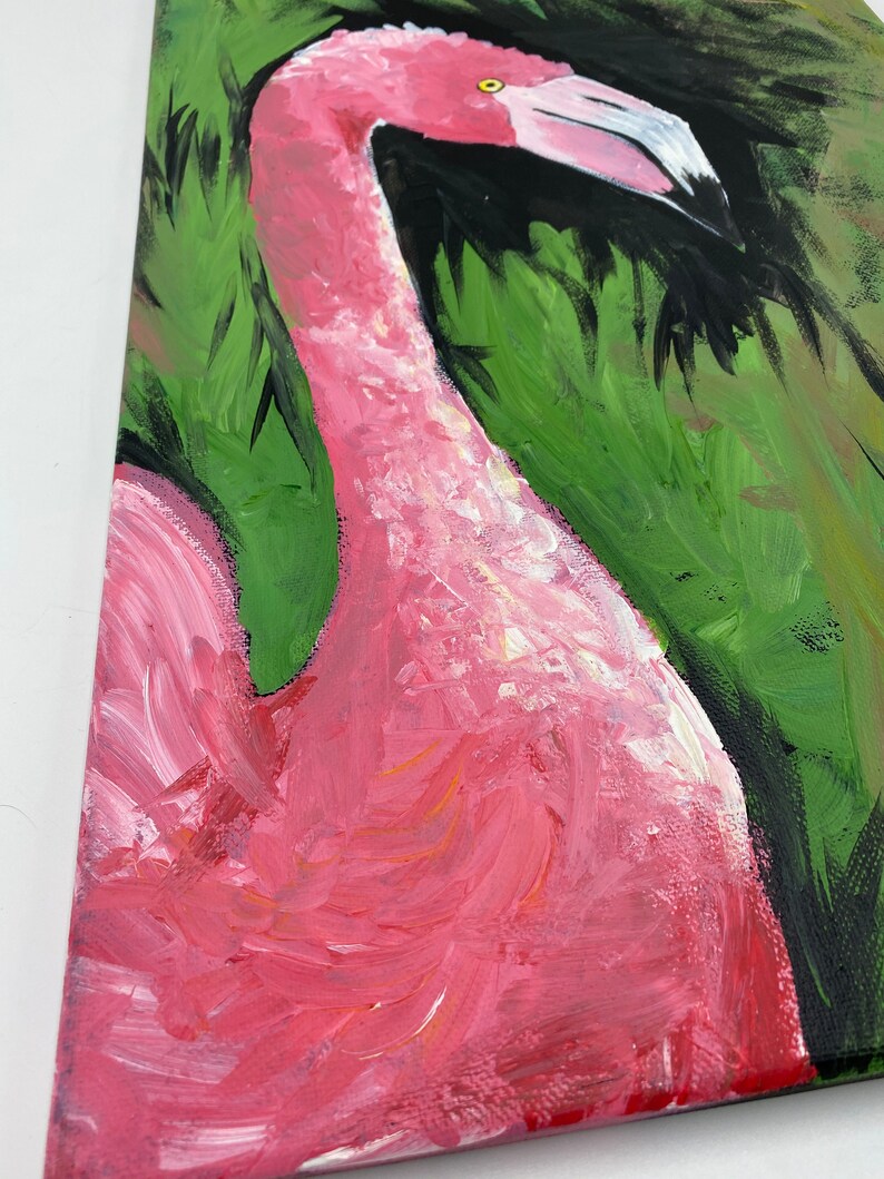Palm Springs Death Stare Flamingo Acrylic Painting image 8