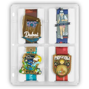 Medal Display Organizer Storage Binder Pages MEDIUM Size Award Medals up to 3.5”x 4.75”x 0.5” - 2 Pack for 8 Medals