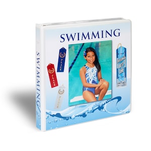 Swimming Ribbon Organizer – Award Display Binder with Space for your Photo, 15 Pages