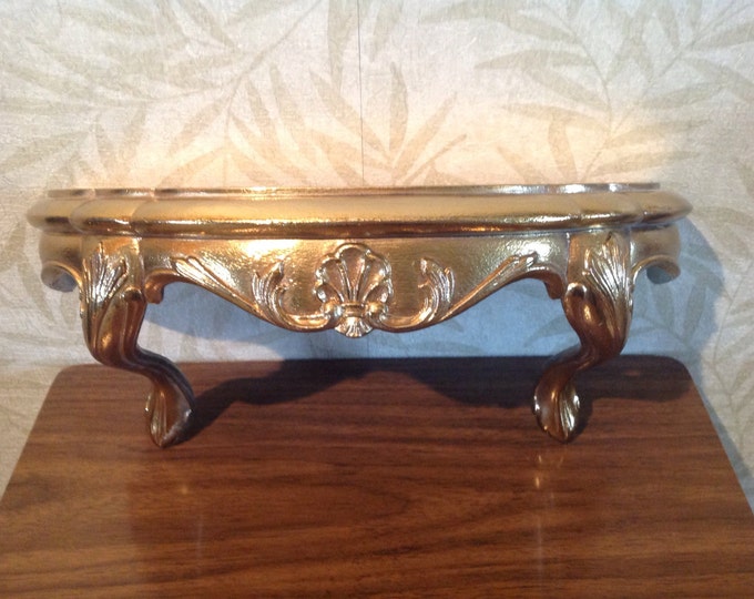 Vintage Gold Wall Shelf Midcentury Shiny Gold Shelf Etsy
