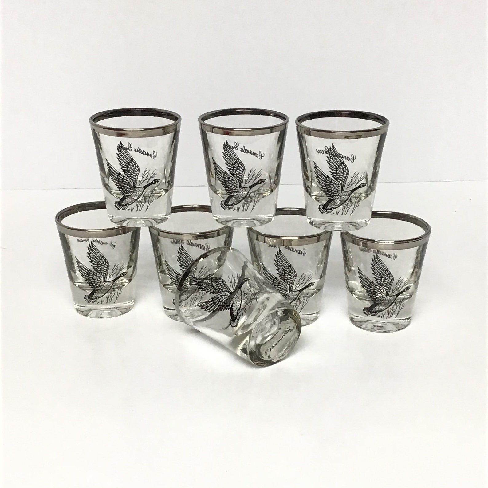 Vintage 8 Canada goose shot glasses Canada goose barware Etsy