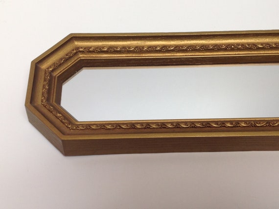 Long Midcentury Gold Rectangle Wall Mirror Vintage Vertical Etsy