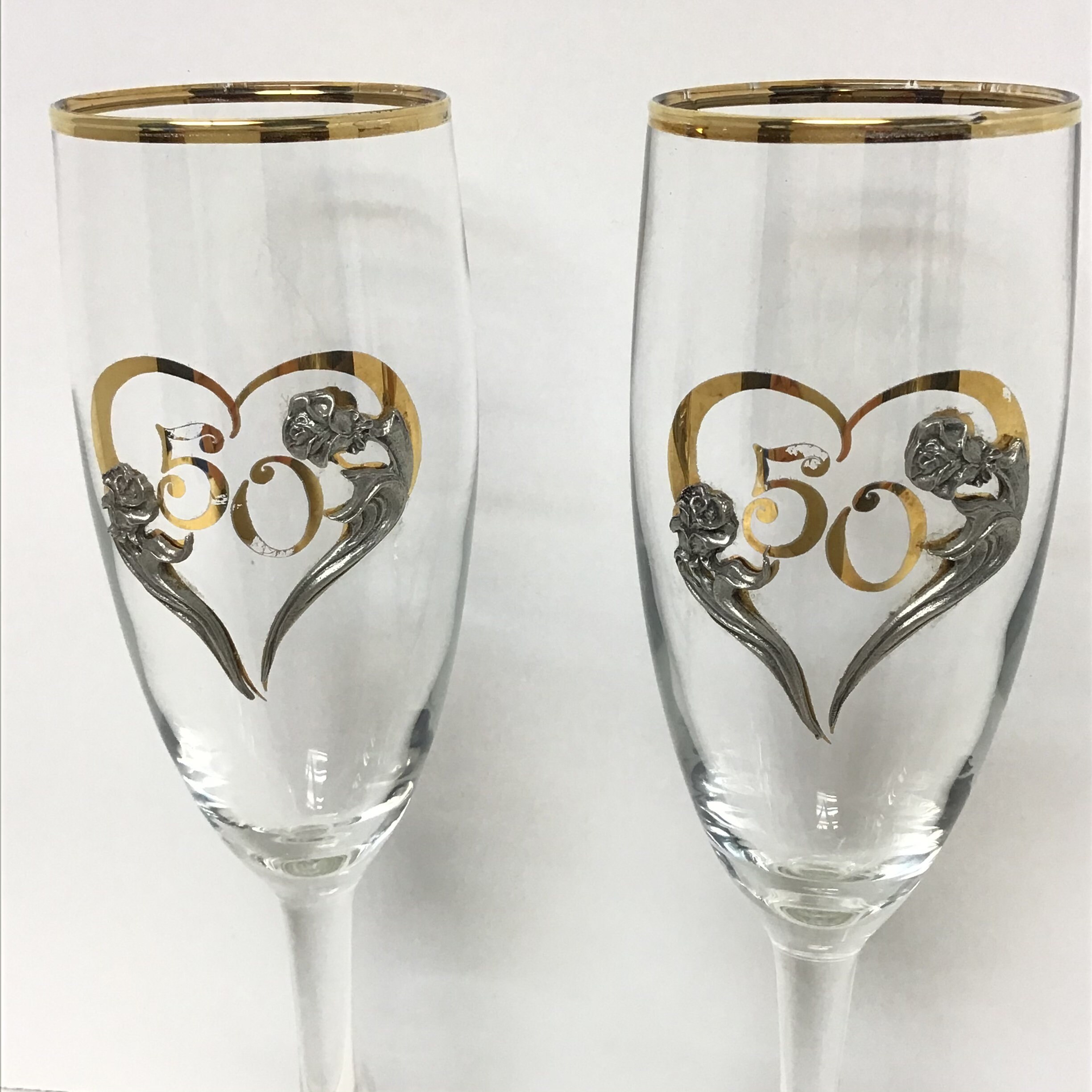 Vintage elegant 50th anniversary champagne flutes golden Etsy