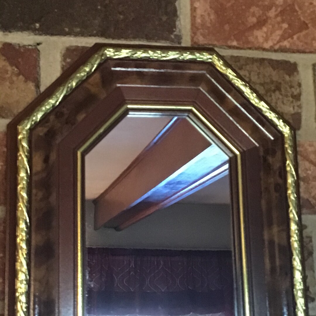 Vintage Rectangle Wall Mirror Gold Trim Etsy