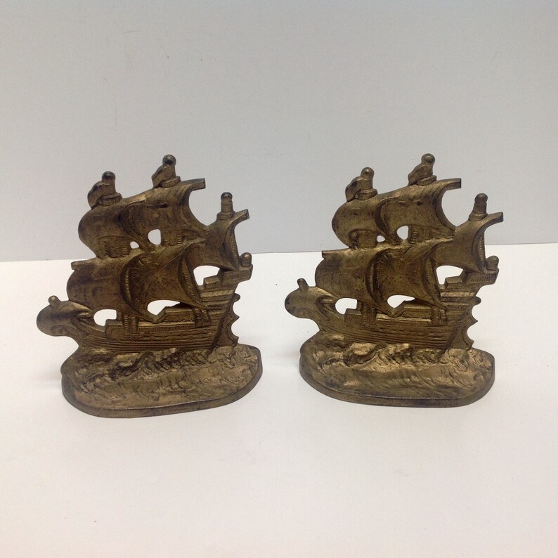 Vintage Spanish boat bookends brass galleon ship bookends Etsy