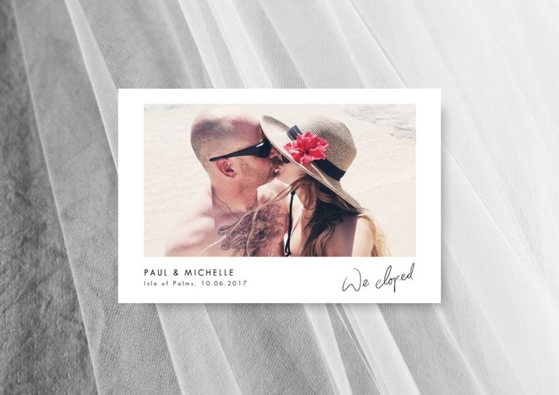 Elopement Announcement Simple Tropical Wedding Invitation Template Elope Invitation