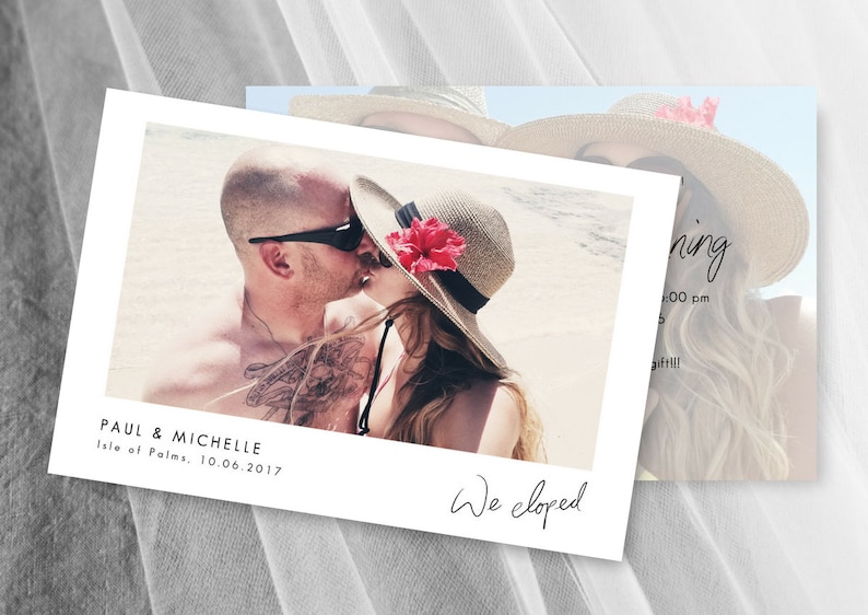 Elopement Announcement Simple Tropical Wedding Invitation Template Elope Invitation