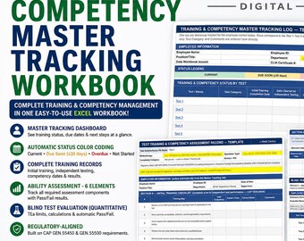Clinical Laboratory Training & Competency Tracker Excel | Employee Training Log | Lab Template