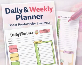 Daily & Weekly Planner – Boost Productivity- Track Wellness