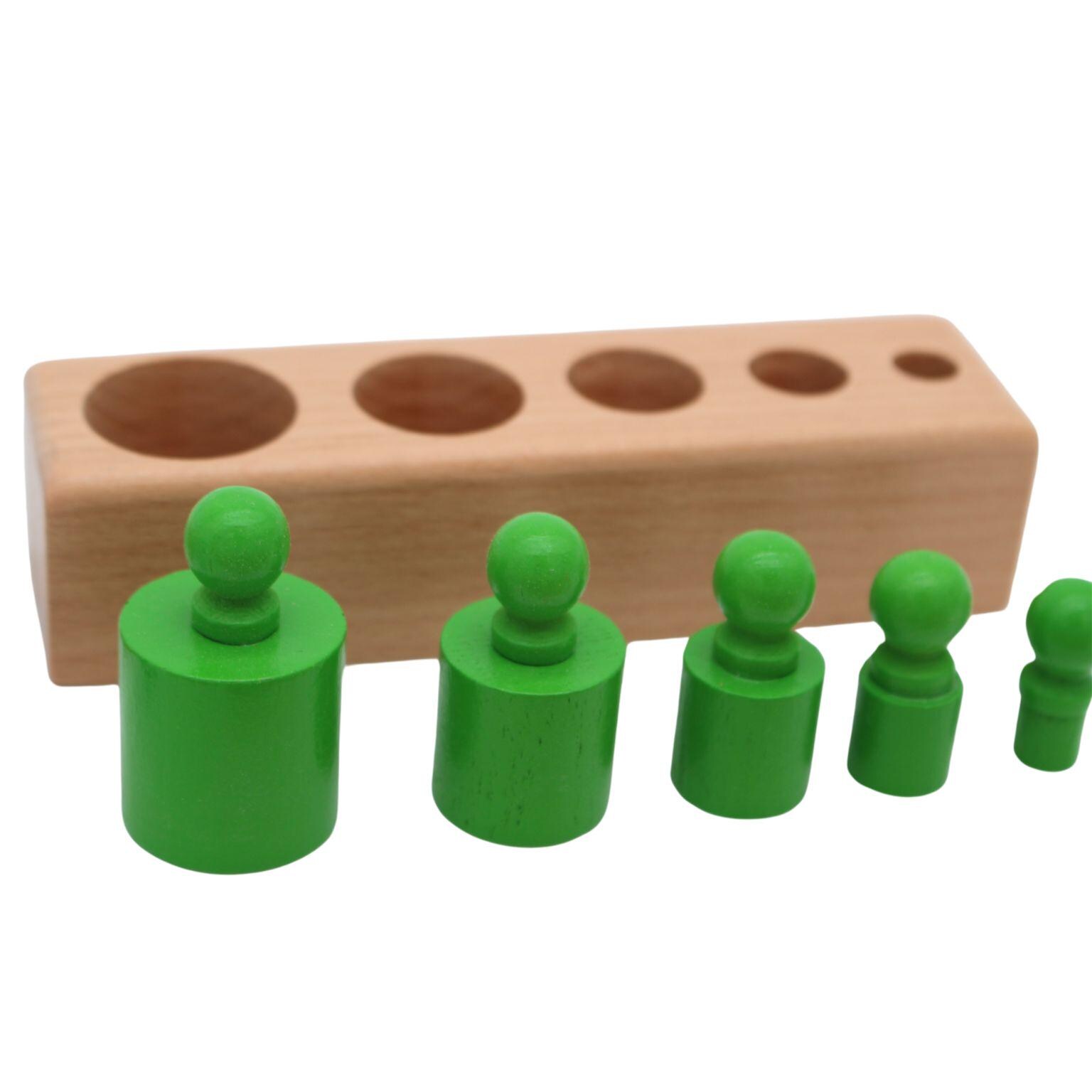 Montessori Sensorial Materials Mini Knobbed Cylinders Set of 4 Toddler ...
