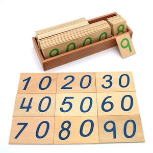 Montessori Mathematics Large Wooden Number Cards 1-9000