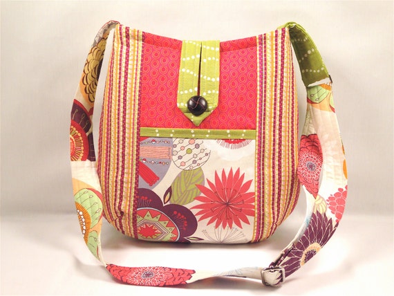 Items similar to Crossbody Bag, Fabric Messenger Bag, Shoulder Bag ...