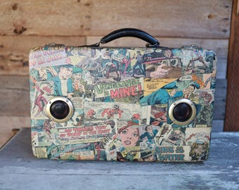 Benutzerdefinierte Vintage Comic-Buch-Koffer tragbare Bluetooth-Lautsprecher