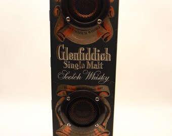 Vintage Glenfiddich Single Malt Scotch Tin Bluetooth Speaker, Portable Speaker, Custom, Upcycled Home Decor