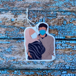 Custom Illustration of your Photo, Minimal or Faceless, 2 sided Car Air-Freshener, Pick Your Scent. Great gift