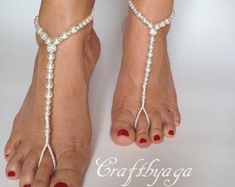 Beaded Barefoot Sandals Barefoot sandals Beach wedding Barefoot Sandal Bridesmaid Gift Bridal Barefoot Sandals Beach Wedding Shoes Anklet