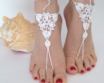 White barefoot sandals,Wedding barefoot sandals,Beach barefoot sandles,Bridesmaid gift,Flower girls shoes,Bridal jewelry,Footless sandals